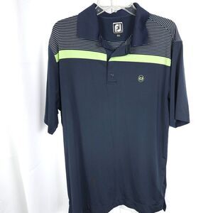 FootJoy Navy‎ Green Stripe Athletic Fit Golf Polo Men's Large